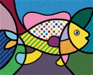 Pop-art ryba, 80×100 cm, bez rámu a bez vypnutí plátna - Painting by Numbers