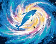 Potápění s velrybou ve vesmíru, 80×100 cm, bez rámu a bez vypnutí plátna - Painting by Numbers
