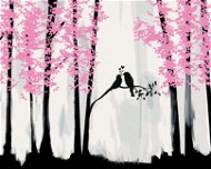Vtáčia romantika v lese, 80 × 100 cm, bez rámu a bez napnutia plátna - Maľovanie podľa čísel