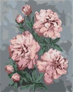 Ružové pivonky na abstraktnom pozadí, 80 × 100 cm, bez rámu a bez napnutia plátna - Maľovanie podľa čísel