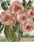 Růžové růže ve váze (Haley Bush), 80×100 cm, bez rámu a bez vypnutí plátna - Painting by Numbers