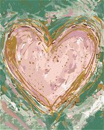Růžové srdce na zeleném pozadí (Haley Bush), 80×100 cm, bez rámu a bez vypnutí plátna - Painting by Numbers