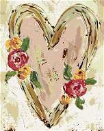 Ružové srdce s kvetinami II (Haley Bush), 80 × 100 cm, plátno napnuté na rám - Maľovanie podľa čísel