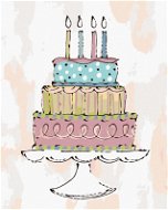 Růžový narozeninový dort (Haley Bush), 80×100 cm, bez rámu a bez vypnutí plátna - Painting by Numbers