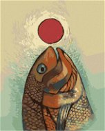 Ryba s červeným kolieskom, 80 × 100 cm, plátno napnuté na rám - Maľovanie podľa čísel
