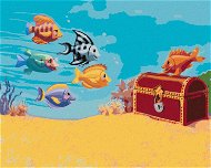 Rybičky pri honbe za pokladom (Sue Ellen Brown), 80 × 100 cm, bez rámu a bez napnutia plátna - Maľovanie podľa čísel