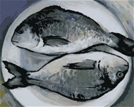 Ryby na talíři, 80×100 cm, bez rámu a bez vypnutí plátna - Painting by Numbers