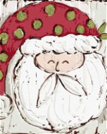 Santa s puntíkovanou čepicí (Haley Bush), 80×100 cm, bez rámu a bez vypnutí plátna - Painting by Numbers