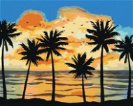 Slnko svietiace na palmy, 80 × 100 cm, plátno napnuté na rám - Maľovanie podľa čísel