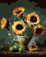 Slunečnice a limetky, 80×100 cm, bez rámu a bez vypnutí plátna - Painting by Numbers