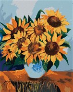 Slunečnice na ubrusu, 80×100 cm, bez rámu a bez vypnutí plátna - Painting by Numbers