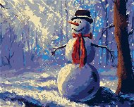 Snehuliak v lese, 80 × 100 cm, bez rámu a bez napnutia plátna - Maľovanie podľa čísel