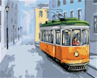 Stará žlutá tramvaj, 40×50 cm, bez rámu a bez vypnutí plátna - Painting by Numbers
