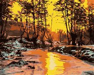 Studený západ slunce, 80×100 cm, bez rámu a bez vypnutí plátna - Painting by Numbers
