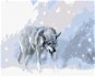 Šedý vlk v zimní krajině, 80×100 cm, bez rámu a bez vypnutí plátna - Painting by Numbers