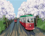 Tramvaje v třešňové aleji, 40×50 cm, bez rámu a bez vypnutí plátna - Painting by Numbers
