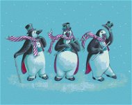 Tri tučniaky s klobúkmi (Sue Ellen Brown), 40×50 cm, bez rámu a bez vypnutia plátna - Maľovanie podľa čísel