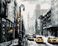 Ulice v New Yorku a taxíky, 80×100 cm, bez rámu a bez vypnutí plátna - Painting by Numbers