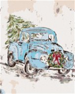 Vánoční auto (Haley Bush), 40×50 cm, bez rámu a bez vypnutí plátna - Painting by Numbers