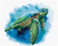 Velká mořská želva na modrém pozadí, 80×100 cm, bez rámu a bez vypnutí plátna - Painting by Numbers