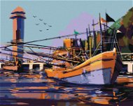 Velká rybářská loď, 80×100 cm, bez rámu a bez vypnutí plátna - Painting by Numbers