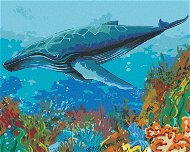 Velryba a korálový útes, 40×50 cm, bez rámu a bez vypnutí plátna - Painting by Numbers
