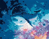 Veľryba potápajúca sa vo vesmíre, 40×50 cm, bez rámu a bez vypnutia plátna - Maľovanie podľa čísel