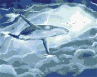 Velryba v oblacích, 80×100 cm, bez rámu a bez vypnutí plátna - Painting by Numbers