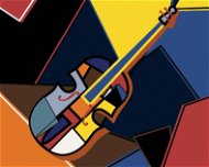 Violoncello v kubickém stylu, 40×50 cm, vypnuté plátno na rám - Painting by Numbers