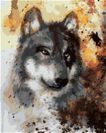 Vlk na hnědém pozadí, 80×100 cm, vypnuté plátno na rám - Painting by Numbers