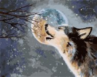 Vlk vyjící na měsíc, 40×50 cm, bez rámu a bez vypnutí plátna - Painting by Numbers
