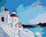 Výhled na moře z řeckého ostrova, 80×100 cm, bez rámu a bez vypnutí plátna - Painting by Numbers