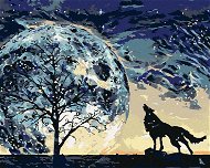 Vytí vlka na planetu, 80×100 cm, bez rámu a bez vypnutí plátna - Painting by Numbers