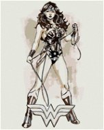 Wonder Woman čierno-biely plagát II, 40 × 50 cm, plátno napnuté na rám - Maľovanie podľa čísel