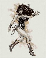 Wonder Woman černobílý plakát III, 40×50 cm, vypnuté plátno na rám - Painting by Numbers