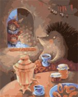 Zajac prišiel za ježkom, 80 × 100 cm, plátno napnuté na rám - Maľovanie podľa čísel
