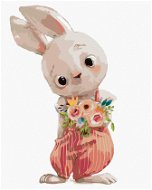 Zajac s kvetinkami, 80 × 100 cm, plátno napnuté na rám - Maľovanie podľa čísel