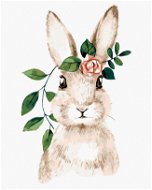 Zajac s ružou, 80 × 100 cm, plátno napnuté na rám - Maľovanie podľa čísel