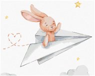 Zajac v papierovom lietadle, 80 × 100 cm, plátno napnuté na rám - Maľovanie podľa čísel