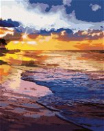 Západ slunce na břehu pláže, 80×100 cm, bez rámu a bez vypnutí plátna - Painting by Numbers