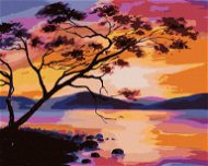 Západ slnka na jazere, 80 × 100 cm, plátno napnuté na rám - Maľovanie podľa čísel