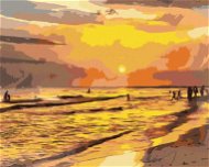 Západ slunce na pláži, 80×100 cm, bez rámu a bez vypnutí plátna - Painting by Numbers