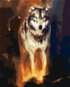 Zářící vlk ve vesmíru, 80×100 cm, vypnuté plátno na rám - Painting by Numbers