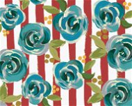 Zátiší modré květiny na bíločerveném pozadí (Haley Bush), 80×100 cm, bez rámu a bez vypnutí plátna - Painting by Numbers