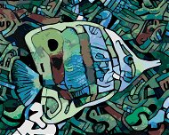 Zelená abstraktná ryba, 80 × 100 cm, bez rámu a bez napnutia plátna - Maľovanie podľa čísel