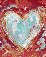 Zelené srdce na červenom pozadí (Haley Bush), 40×50 cm, bez rámu a bez vypnutia plátna - Maľovanie podľa čísel
