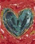 Zelené srdce na červeném pozadí II (Haley Bush), 80×100 cm, bez rámu a bez vypnutí plátna - Painting by Numbers