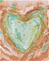 Zelené srdce na ružovom pozadí (Haley Bush), 80×100 cm, bez rámu a bez vypnutia plátna - Maľovanie podľa čísel
