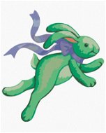 Zelený plyšový zajačik (Sue Ellen Brown), 80×100 cm, bez rámu a bez vypnutia plátna - Maľovanie podľa čísel