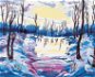 Zimní les s výhledem na řeku, 80×100 cm, vypnuté plátno na rám - Painting by Numbers